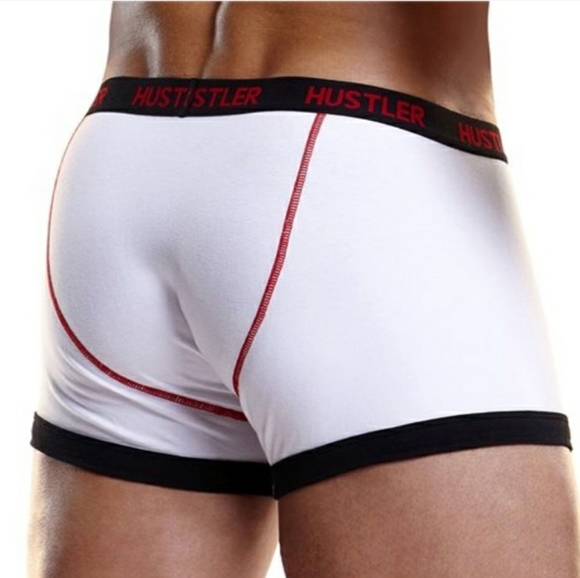 Hustler Lingerie Logo Elastic White Trunks - Picture 2 of 2